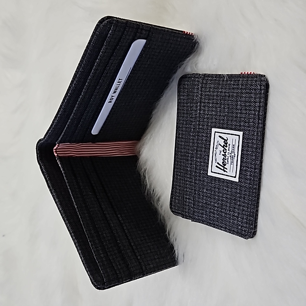 2/$50 NWT HERSCHEL SUPPLY CO Roy Rollcall Wallet & Charlie Card Holder - Grey